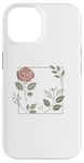 Coque pour iPhone 14 Rose florale botanique, style minimaliste, roses d'amour