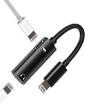 Adaptateur Lightning Jack Ecouteur Chargeur Cable(2en1)Certifié Apple Mfi Double Prise Accessoire Iphone Pour 14 13 12 11 Pro Max 7 8 Plus X Ipad 2 Air Voiture Casque Audio Câble A[Cas310965]