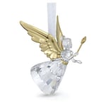 Swarovski Holiday Magic Angel Ornament, White Crystal, Gold-Tone Plated Accents and White Rayon Ribbon, from the Holiday Magic Collection