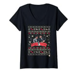 Womens Laurel & Hardy Comedy Duo Christmas Knit Pattern V-Neck T-Shirt