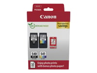 Canon Pg-540/Cl-541 Photo Paper Value Pack - 2-Pack - Svart, Farge (Cyan, Magenta, Gul) - Original - Hengeboks - Blekkpatron/Papirsett - For Pixma Mg3250, Mg3550, Mg3650, Mg4250, Mx395, Mx455, Mx475, Mx525, Mx535, Ts5150, Ts5151