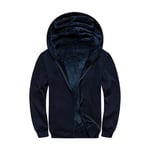 AOTORR Mens Hoodies Zip Up Fleece Jacket Casual Hooded Coat Full Zip Hoody Warm Tops Sweatshirt with Kangaroo Pockets Blue 2XL