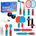 16 En 1 Kit Accessoire Compatible Avec Switch Sport / Nintendo Switch Oled Switch Sport Accessoire Avec Raquette De Tennis, Poignée De Contrôleur, Club De Golf, Sangles De Poignet Et De Jambe