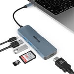 Hub USB C, Adaptateur multiport 6 en 1 avec HDMI 4K, hub USB 3.0, Design en Aluminium, Transfert de données Rapide, Compatible avec MacBook Pro/Air