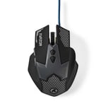 Nedis - Gaming Mouse | Kabel | 800 / 1200 / 1600 / 2400 dpi | Justerbar DPI | Antal knapper: 7 | Højrehåndet | 1.50 m | LED - GMWD200BK