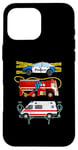 Coque pour iPhone 16 Pro Max Voiture de police camion de pompiers ambulance premiers intervenants