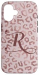 Coque pour iPhone 16 Letter R Initial Leopard Rose Pink Cheetah Monogram