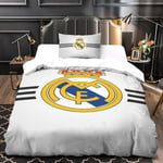 Real Madrid Ultra Mjukt Täcke Set Dubbel Sängkläder Berömd Fotbollslag Tryckt Mikrofiber Täcke Set Delar Med Blixtlås Stängning 135*200CM