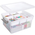 Citylife 16L Plastic Storage Boxes with Removable Tray Clear Craft Organizers with Compartments Storage Container for Organizing Bead, Tool, Sewing, Playdoh