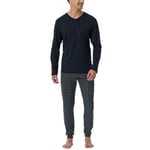 Schiesser Casual Essentials Long Sleeve Pyjamas Mørkblå bomull 52 Herre