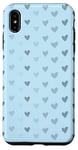 Coque pour iPhone XS Max Cœurs gris bohème avec fond bleu neutre