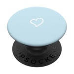 White Hand Drawn Minimalist Heart in Pale Blue PopSockets Swappable PopGrip