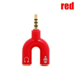 3.5mm Audio Splitter Male To 2 Female Y Adapter Red 1pc