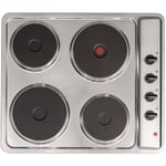 SIA 60cm Stainless Steel Digital Single Fan Oven, 4 Zone Plate Hob & Cooker Hood