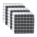 DII Lot de 6 torchons de Cuisine 100% Coton, lavables en Machine, Ultra absorbants, 30,5 x 30,5 cm, Motif Carreaux, Gris