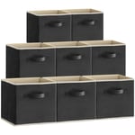 Lifewit Lot de 8 Cubes de Rangement Pliables, Paniers Rangement en Tissu, Caisses Rangement, Boites de Rangement avec Poignées, Organisateurs pour Vetements, Jouets, 33 x 38 x 33 cm, Noir