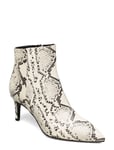 Apair Pointed Bootie Low High Front Shoes Boots Ankle Boot - Heel Creme [Color: BLACK AND WHITE PYTHON ][Sex: Women ][Sizes: 37,38 ]