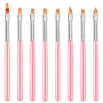 8Pcs Color Paint Pen Set  Petal Pen Nail Brush Short Nail Brush W7V75162