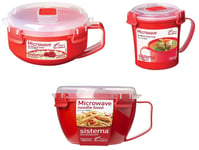 3 Pcs Sistema Healty Soup Breakfast Porridge Noodle Bowl To Go Plastic Klip it