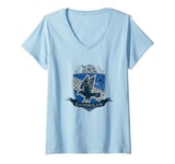 Womens Harry Potter Ravenclaw Quidditch Distressed Shield V-Neck T-Shirt