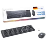 Simpletek - Kit souris et clavier noir sans fil 2,4 G Disposition DE | Allemand German Keyboard QWERTZ | Clavier numérique souris ergonomique 3 touches Récepteur USB