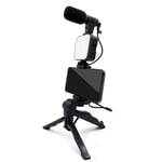 Mobile Phone Tripod Kit with Microphone LED Fill Vlog Video Making Kit for8066