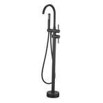 Robinet mitigeur colonne sur pied MATY chrome Noir pour baignoire îlot - Saniverre