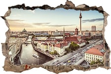 pixxp Rint 3D WD S2471 _ 92 x 62 Berlin Skyline avec Tour de télévision Murale avancée 3D Sticker Mural, Vinyle, Multicolore, 92 x 62 x 0,02 cm