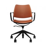 Kontorsstol Gas Task Chair, Färg Cognac Ecoleather, Underrede/ben Shiny Chrome