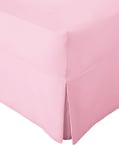 EXTRA DEEP FITTED BED SHEETS NON IRON LUXURY PERCALE COTTON RICH VALANCE FITTED SHEET PLEATED BRUSHED COTTON BEDDING DOUBLE BED SET FLAT SHEET (Double, Pink)