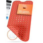 LICHTENHEIM Tapis de douche antidérapant sensible 100 x 40 cm – Avec 2 crochets – Tapis de bain antidérapant – Sans BPA – Tapis de bain résistant à la moisissure et lavable (rouge feu/orange)