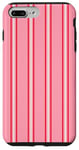 Coque pour iPhone 7 Plus/8 Plus Rose Blanc Rouge Rayé Girly Esthétique Preppy Stripe