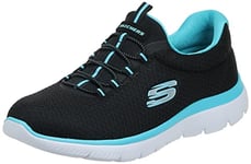 Skechers Femme SUMMITS Sneaker, Black Turquoise, 38.5 EU