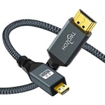 Twozoh Micro HDMI to HDMI Cable 0.3M, High Speed HDMI D to HDMI A 2.0 Braided support 3D 4K 60Hz 1080p for GoPro Hero 7/8/9, Sony Camera, Raspberry Pi 4, Nikon B500