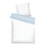 Herding Tom Tailor Bedding Bed Linen Large Check Crisp White & Sky Blue, 80 x 80 cm + 155 x 220 cm, 100% Cotton/Renforcé, with Reversible Motif and Coloured Branded Zip