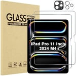 ProCase 2+2 Pack Screen Protector for iPad Pro 11 inch 2024 (M4) A2836 A2837 A3006 with Camera Lens Protector, Tempered Glass Film for iPad Pro 11" 5th Gen -Black+Clear