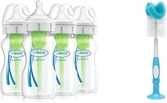 Dr. Brown's Options+ Anti-Colic Baby Bottles, Four Pack, 270 ml Bottles & Bottl