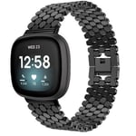 Strap-it Bracelet acier poisson - compatible pour Fitbit Versa 3 (noir)