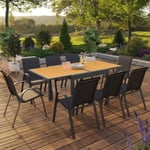 IDMARKET Salon de jardin POLY extensible table 90-180 CM et 8 chaises bois et gris anthracite