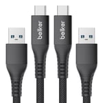 Câble Charge Usb C 2 Pièces,Données 10gbit/S Câble De Voiture Usb A Android Qc3.0 Câble De Transfert De Données À Charge Rapide 3.1a Pour Samsung Note20 Galaxy S23 Z Flip 5 Pixel 8 3m Noir