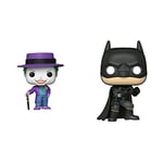 Funko POP Movies: The Batman - Batman,Multicolor,59276 & POP! Heroes: Batman 1989 - The Joker With Hat and Cane - 1 in 6 Chance Of Receiving A Rare CHASE variant - POP! 47709