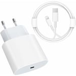 USB C Snabbladdare - PD Certifierad 20W Snabb med Lightning Kabel Typ C Laddare Adapter för iPhone 14/14 Plus/14 Pro/14 Pro Max/13/iPad Pro