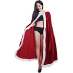 Juldräkt Mrs Santa Claus Velvet Hooded Cape Dress Cardig