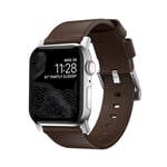 Nomad Apple Watch 41mm Series 8 Modern Band Horween Leather Rustic Brun (Silver Hardware)