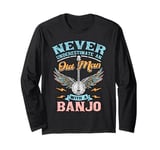 Old Man With A Banjo Player Music Playing Lover Musician Long Sleeve T-Shirt