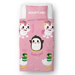 Character World Official Adopt Me Single Duvet Cover Set | Hugs Design Featuring Penguin, Unicorn and Duck | Reversible 2 Sided Bedding Including Matching Pillow Case | Single Bed Set