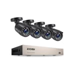 ZOSI 1080p Caméra de Surveillance avec H.265+ 8CH 5MP Lite DVR APP Gratuite Extérieure IP66 Vision Nocturne 80ft Alarme Maison