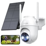 HOOISE Camera Surveillance WiFi Exterieure sans Fil - 2K Caméra de Surveillance Extérieur Batterie 360° Camera Solaire Extérieur Caméra Exterieur WiFi Vision Nocturne Couleur et Détection Humaine PIR