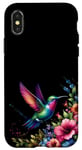 Coque pour iPhone X/XS Peinture colorée colibri pour femme Gris classique