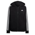 adidas Women's Essentials 3-Stripes French Terry Regular Full-Zip Hoodie, Black/White, XXS Short